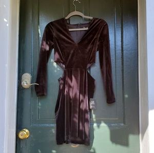 Express Black Velvet Cutout Dress